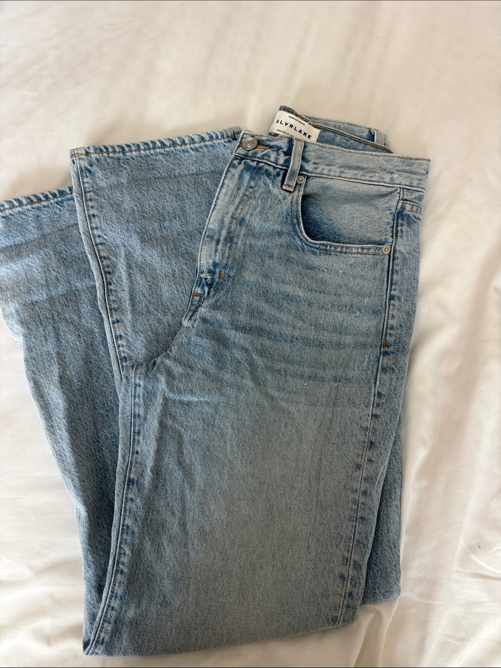 SLVRLAKE Light BlueWomen's High-Rise Straight Jeans LONDON